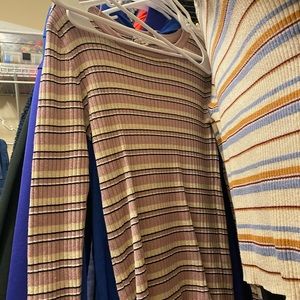 purple striped shirt